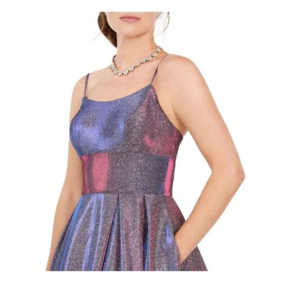 Betsy & Adam Galaxy Glittery Fit & Flare Party Dress - Picture 3 of 10